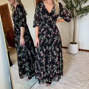 Baltic Born Black Floral Maxi Dress
